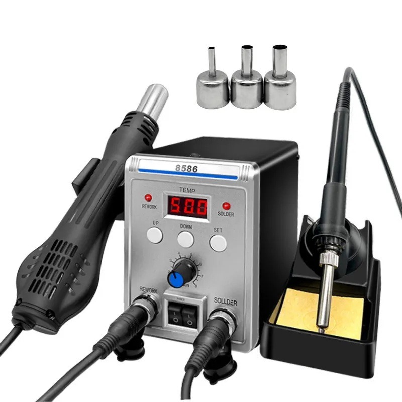 8586 Estação de Retrabalho de  - Smd Rework Station Hot Air Soldering 2 In 1 avaliação e preço